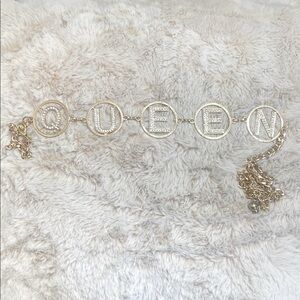 Gold QUEEN Chain Belt